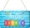 Hello Summer Door Sign Colorful Ice Lollipop Summer Sign for Front Door Welcome Decoration Plaque Hanging Sign for Farmhouse Home Door Wall Porch Indoor Outdoor,10 x 5.5 Inch